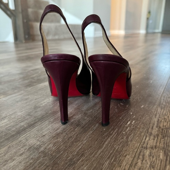 Christian Louboutin Slingback Pointed Toe Heels - Merlot Red - Picture 6 of 10